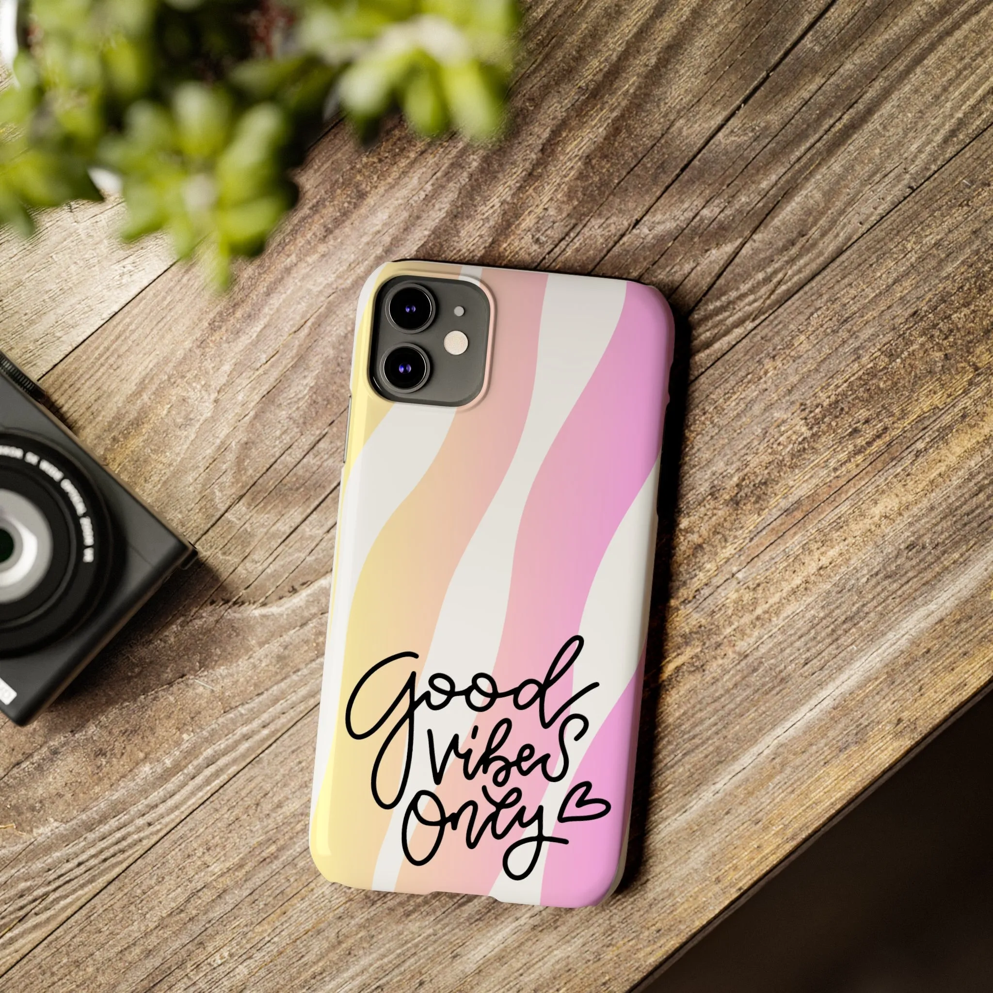 Good Vibes Only Pink Zebra iPhone Case - Stylish and Positive Protective Cover