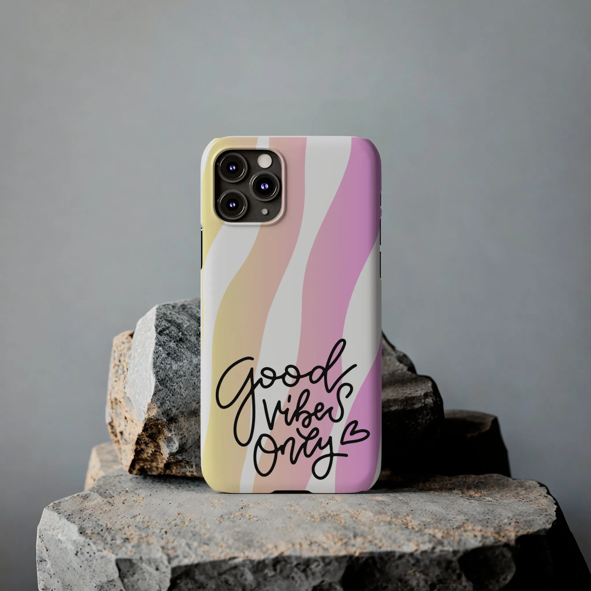 Good Vibes Only Pink Zebra iPhone Case - Stylish and Positive Protective Cover