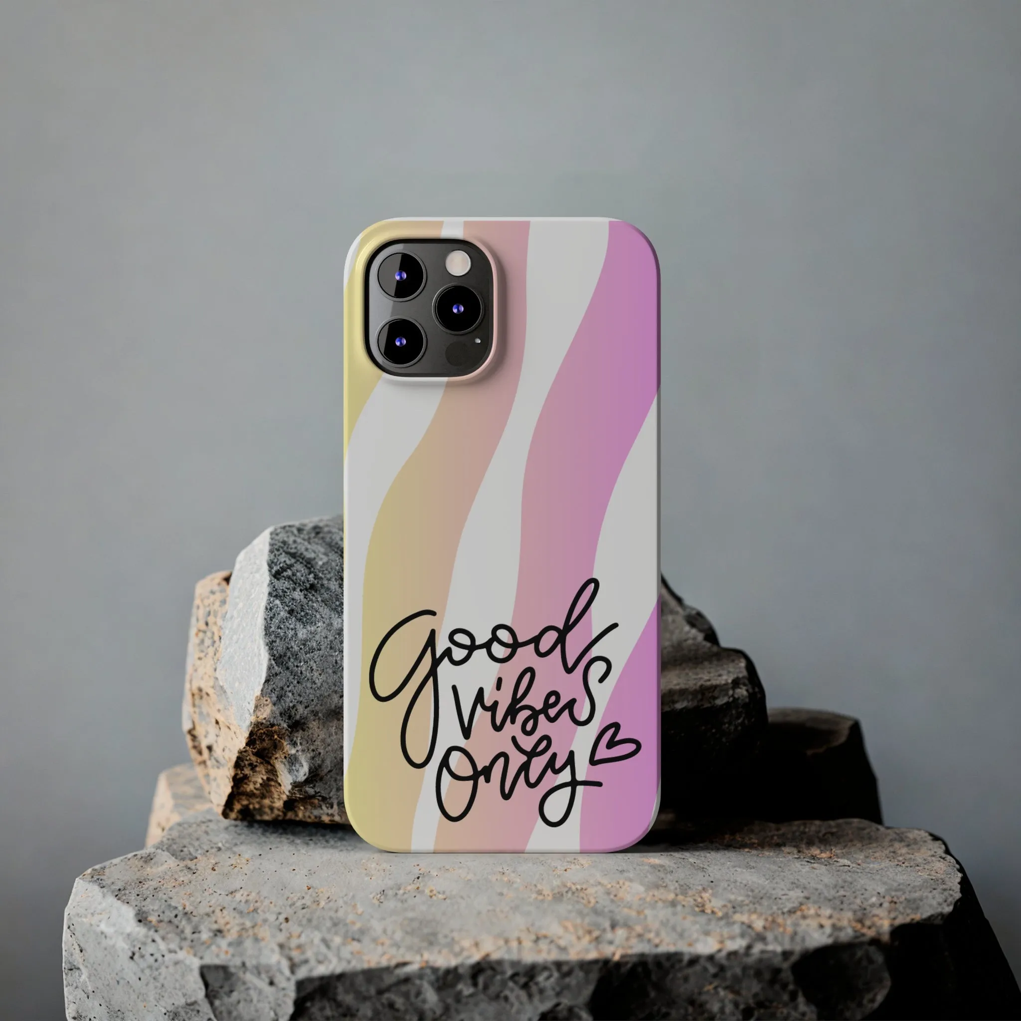 Good Vibes Only Pink Zebra iPhone Case - Stylish and Positive Protective Cover