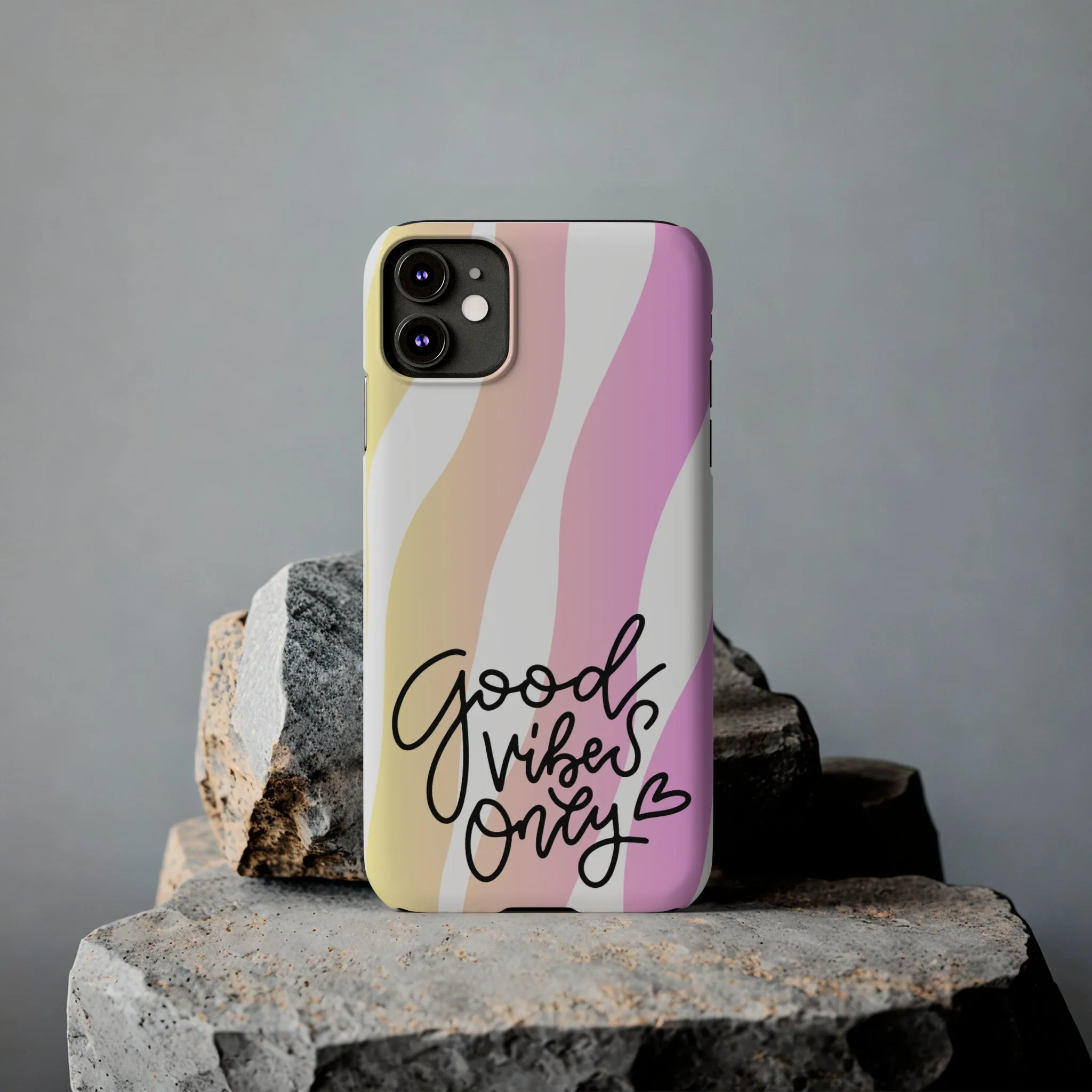Good Vibes Only Pink Zebra iPhone Case - Stylish and Positive Protective Cover