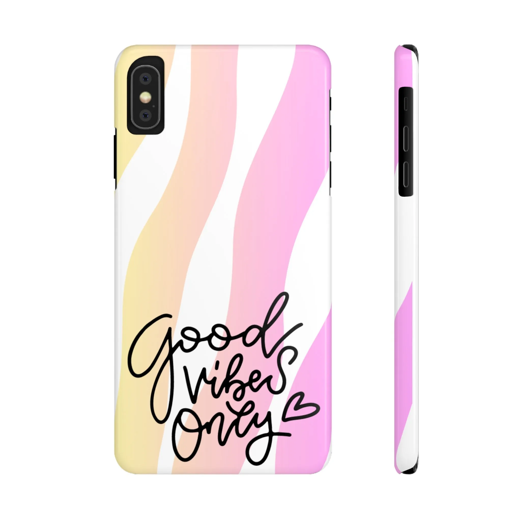 Good Vibes Only Pink Zebra iPhone Case - Stylish and Positive Protective Cover