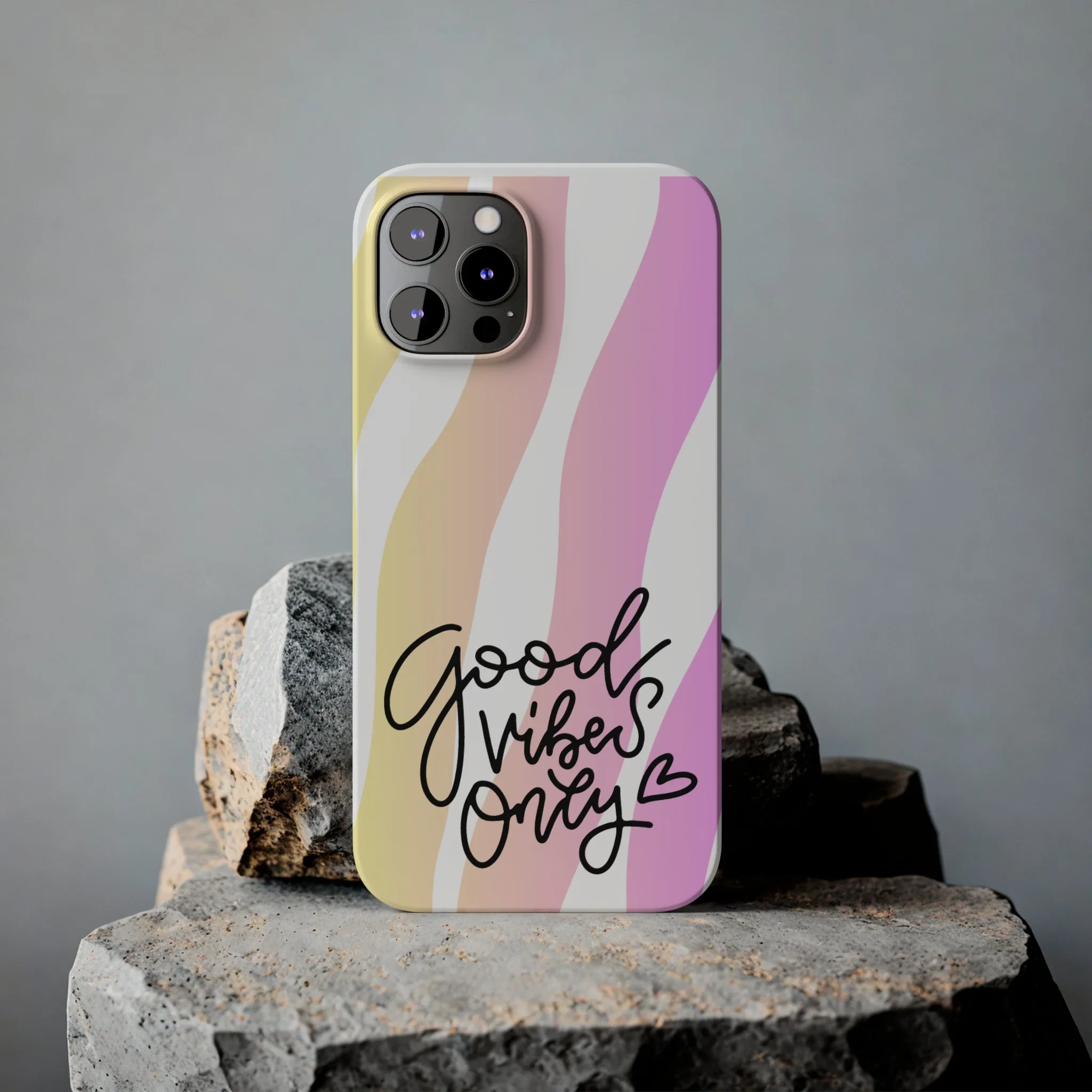 Good Vibes Only Pink Zebra iPhone Case - Stylish and Positive Protective Cover