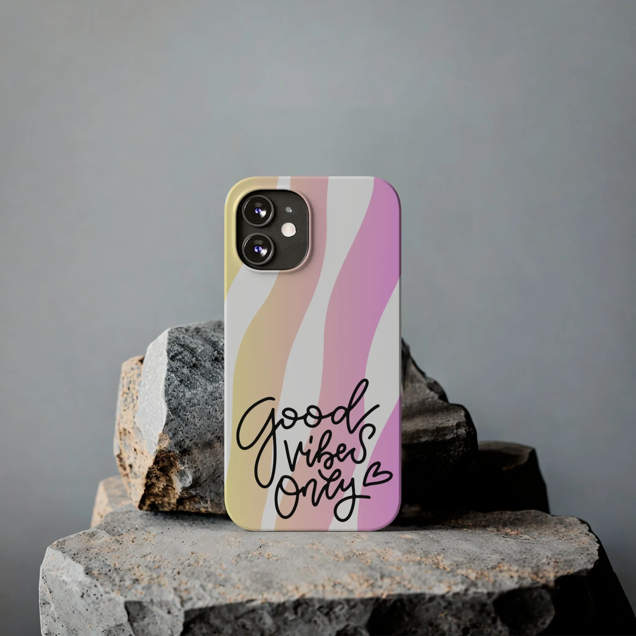 Good Vibes Only Pink Zebra iPhone Case - Stylish and Positive Protective Cover