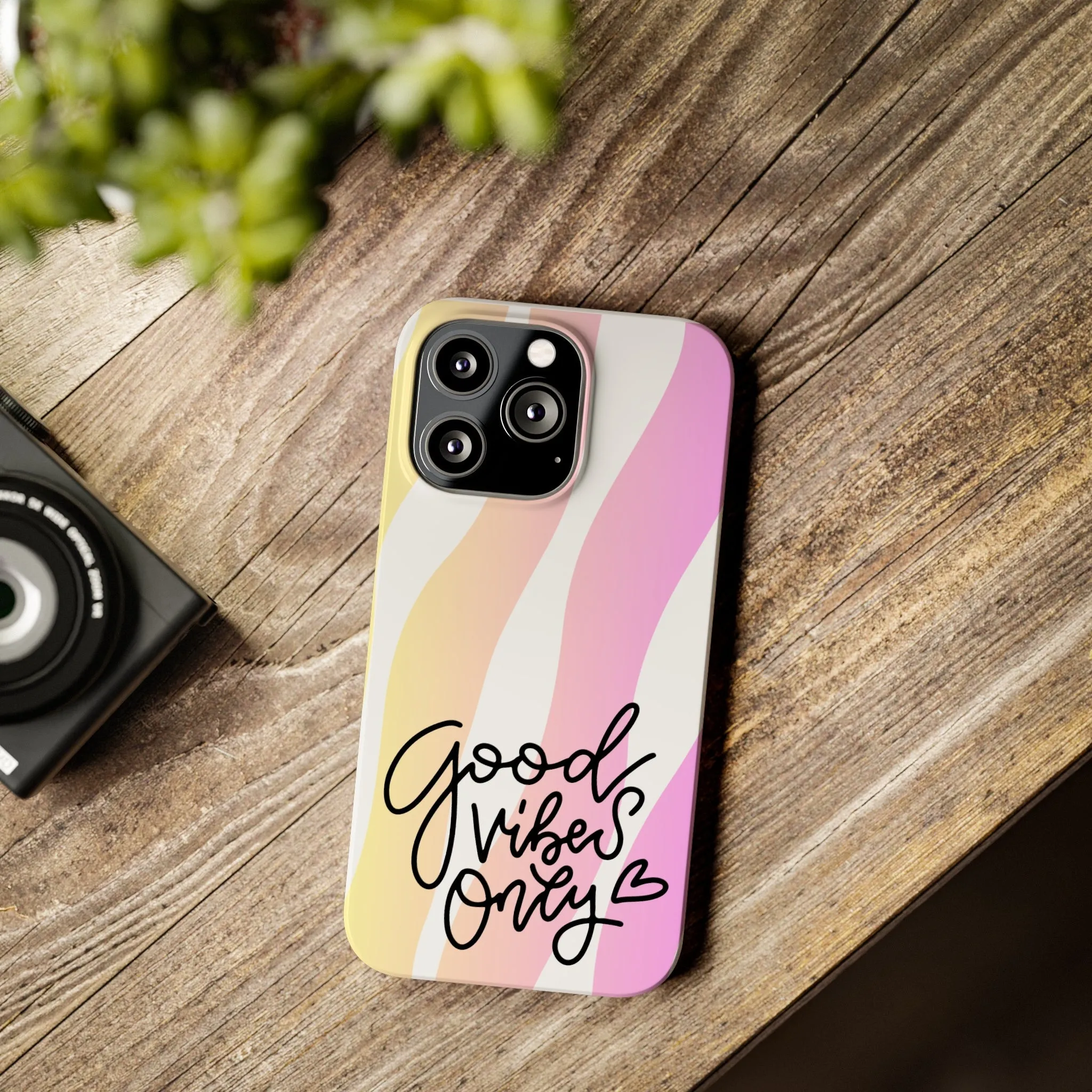 Good Vibes Only Pink Zebra iPhone Case - Stylish and Positive Protective Cover