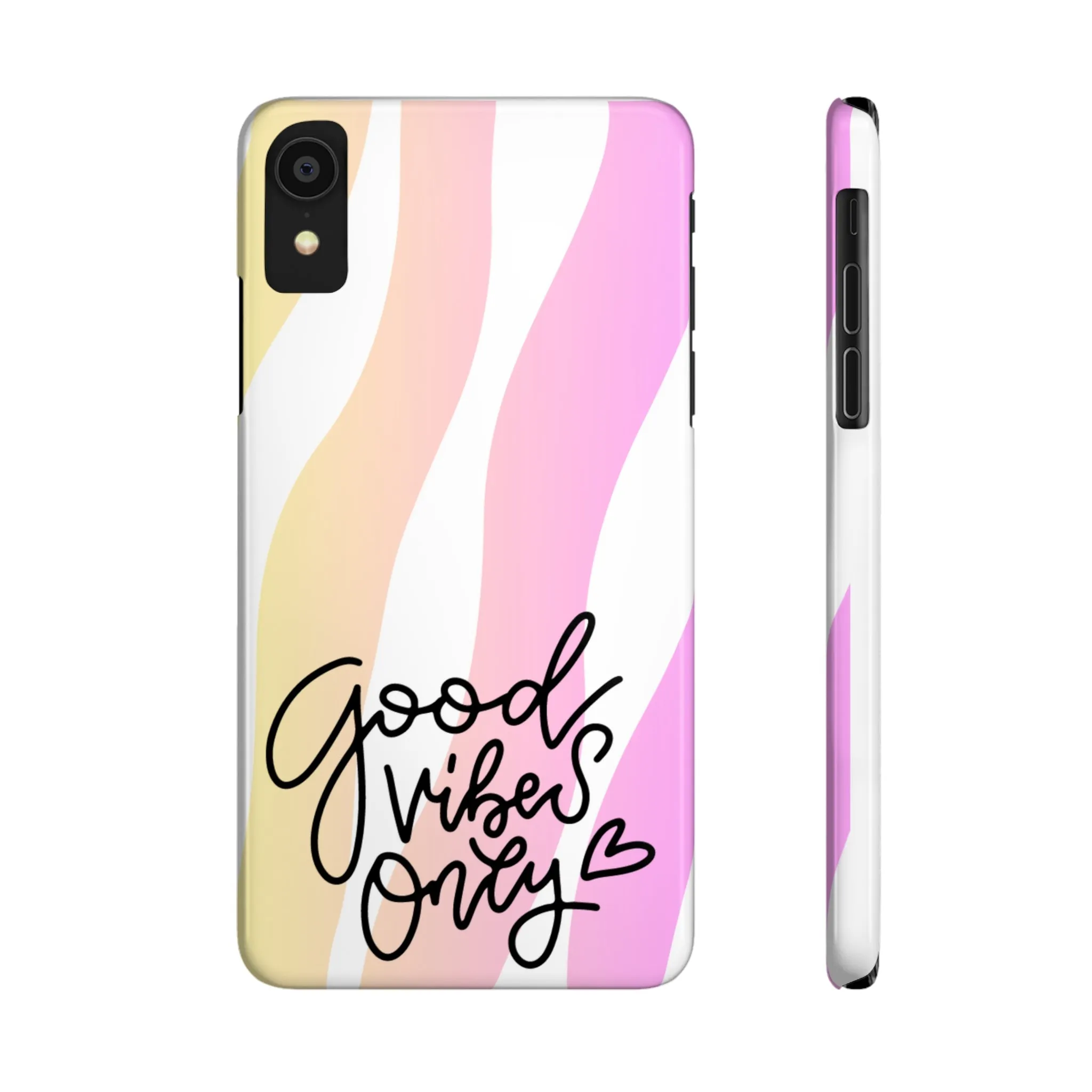 Good Vibes Only Pink Zebra iPhone Case - Stylish and Positive Protective Cover