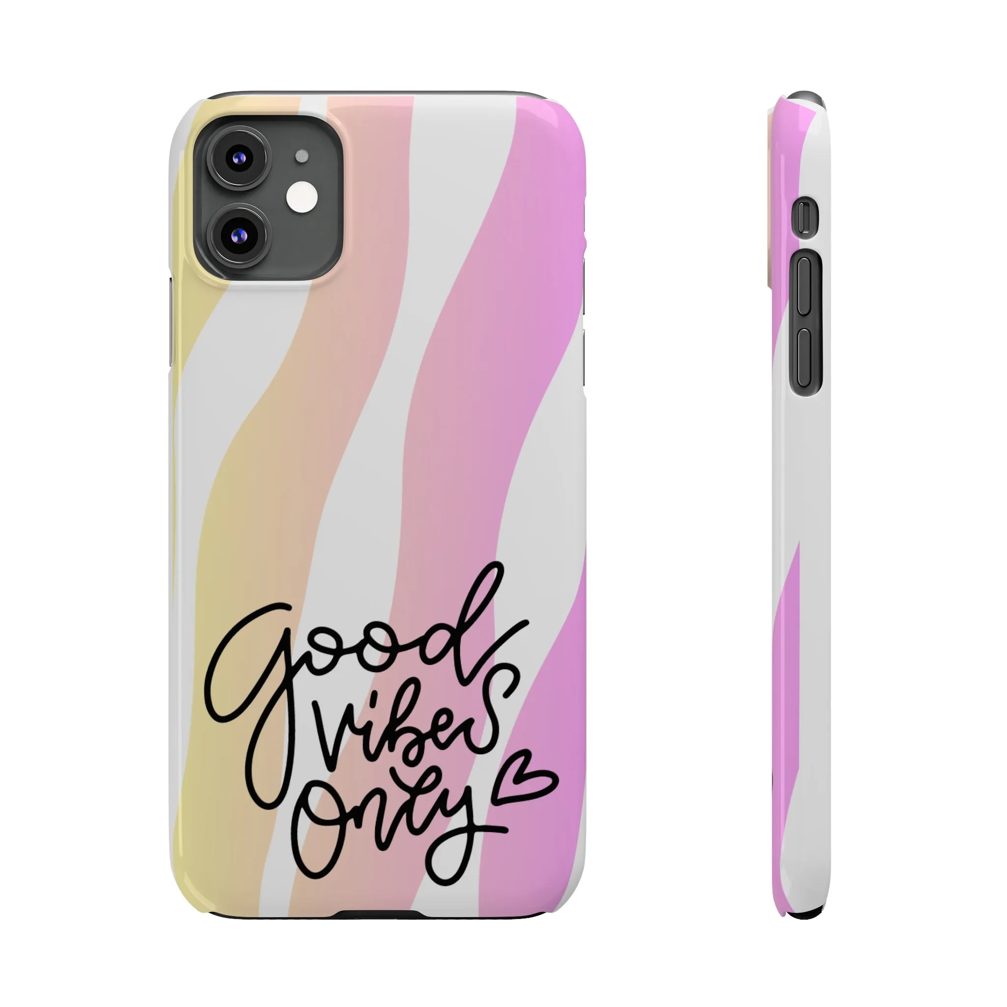 Good Vibes Only Pink Zebra iPhone Case - Stylish and Positive Protective Cover