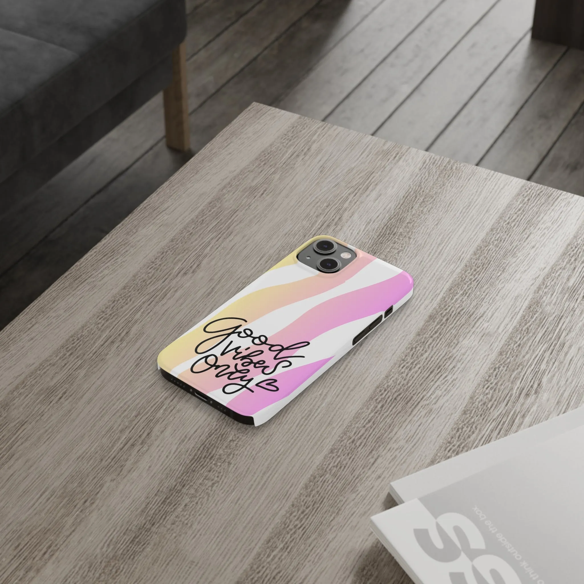 Good Vibes Only Pink Zebra iPhone Case - Stylish and Positive Protective Cover