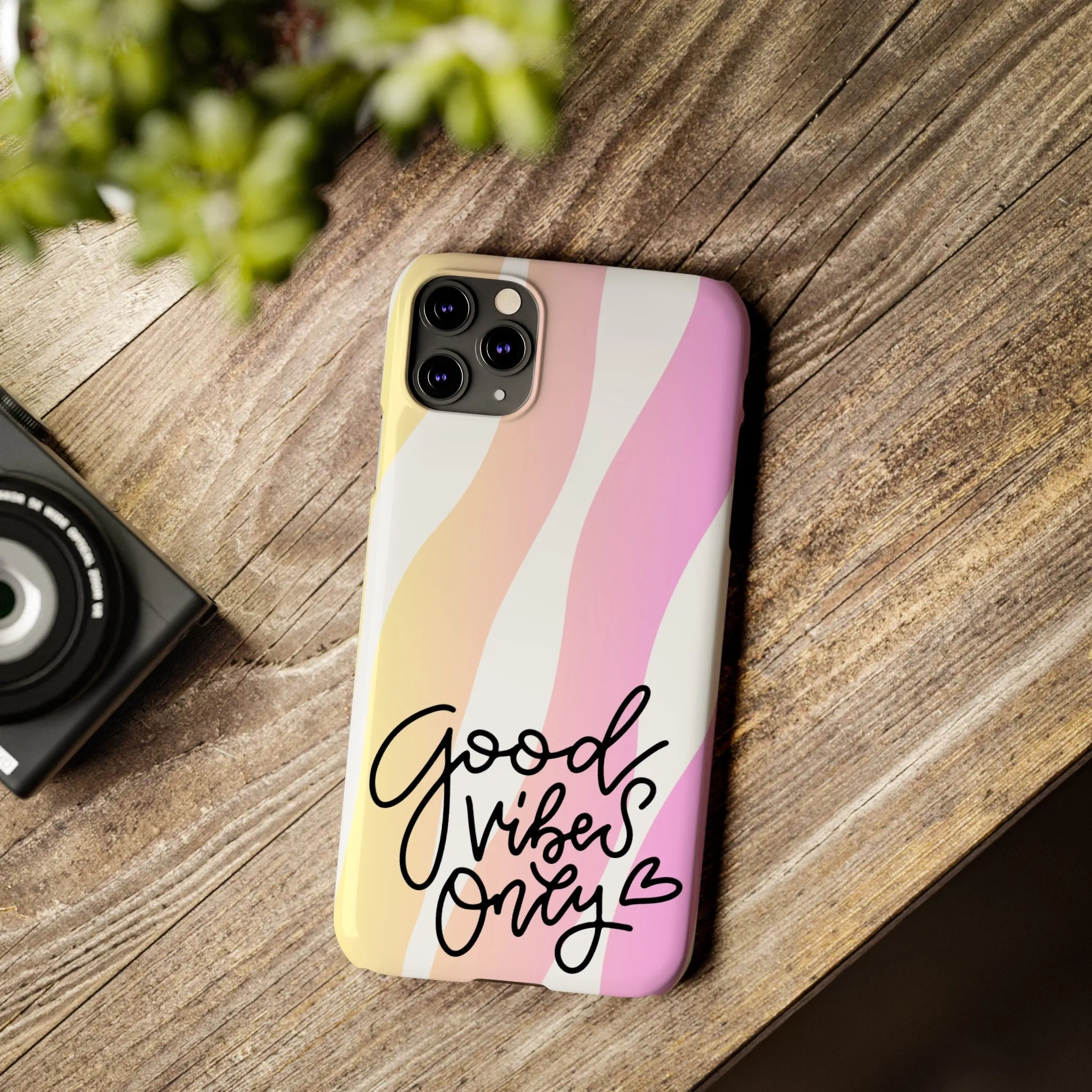 Good Vibes Only Pink Zebra iPhone Case - Stylish and Positive Protective Cover