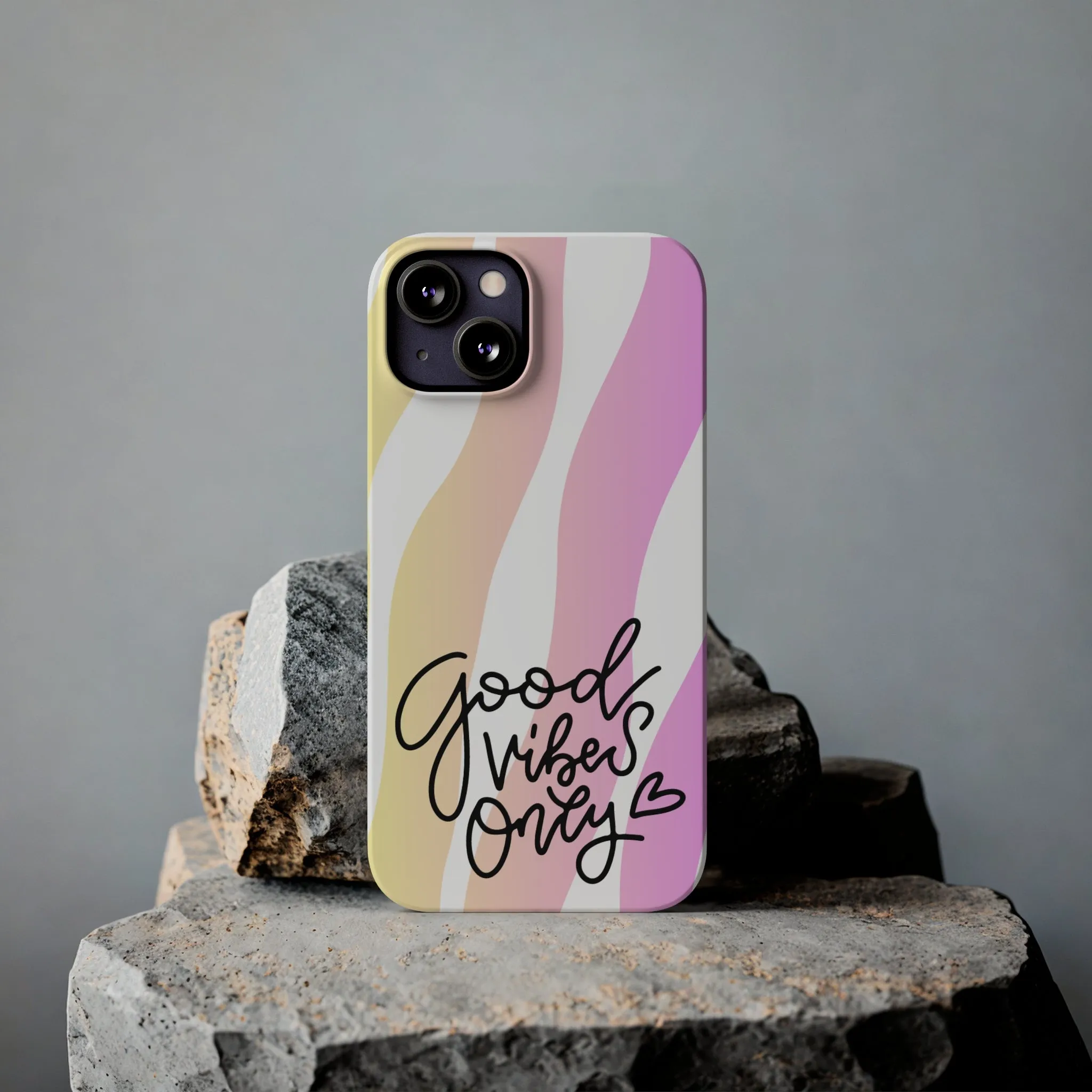 Good Vibes Only Pink Zebra iPhone Case - Stylish and Positive Protective Cover