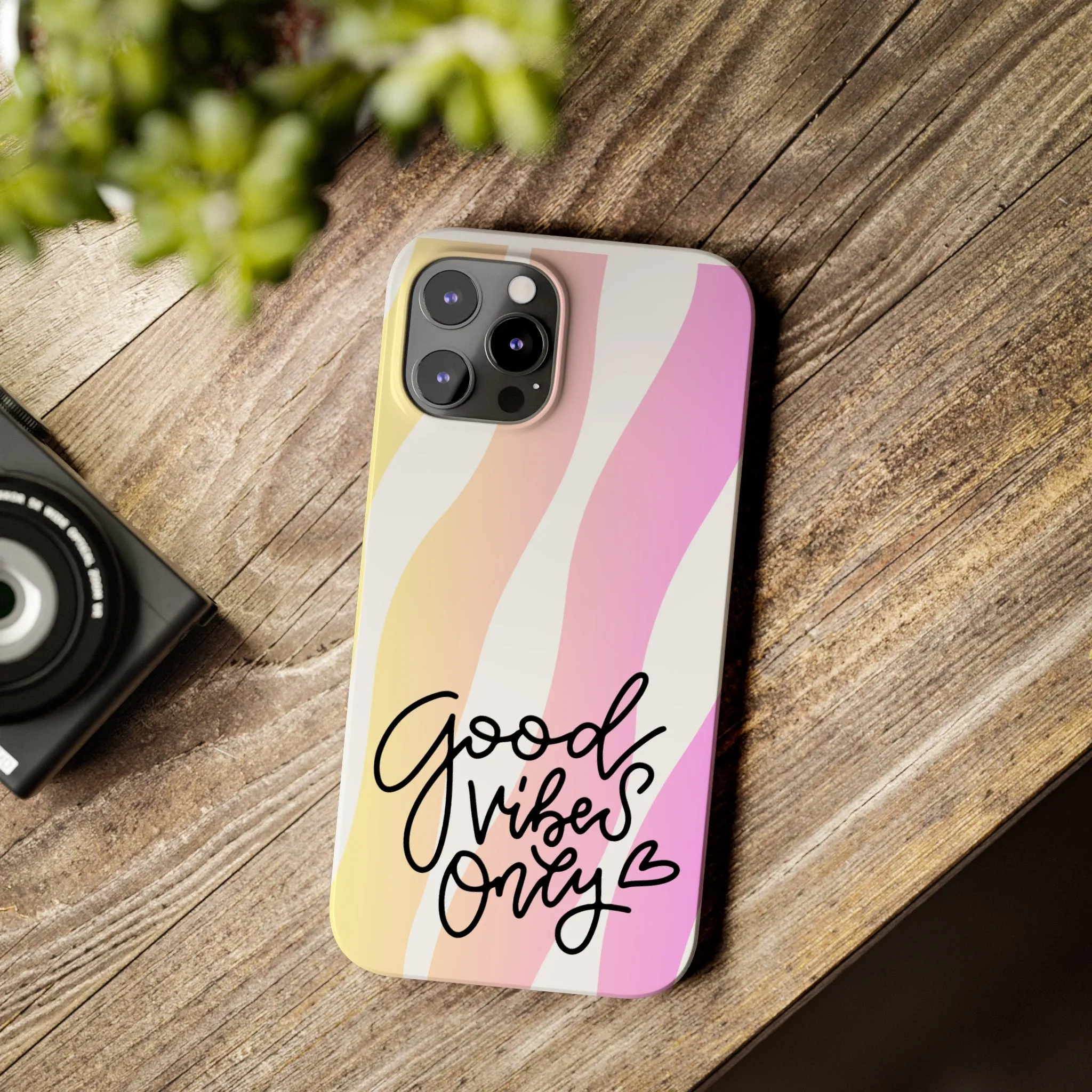 Good Vibes Only Pink Zebra iPhone Case - Stylish and Positive Protective Cover