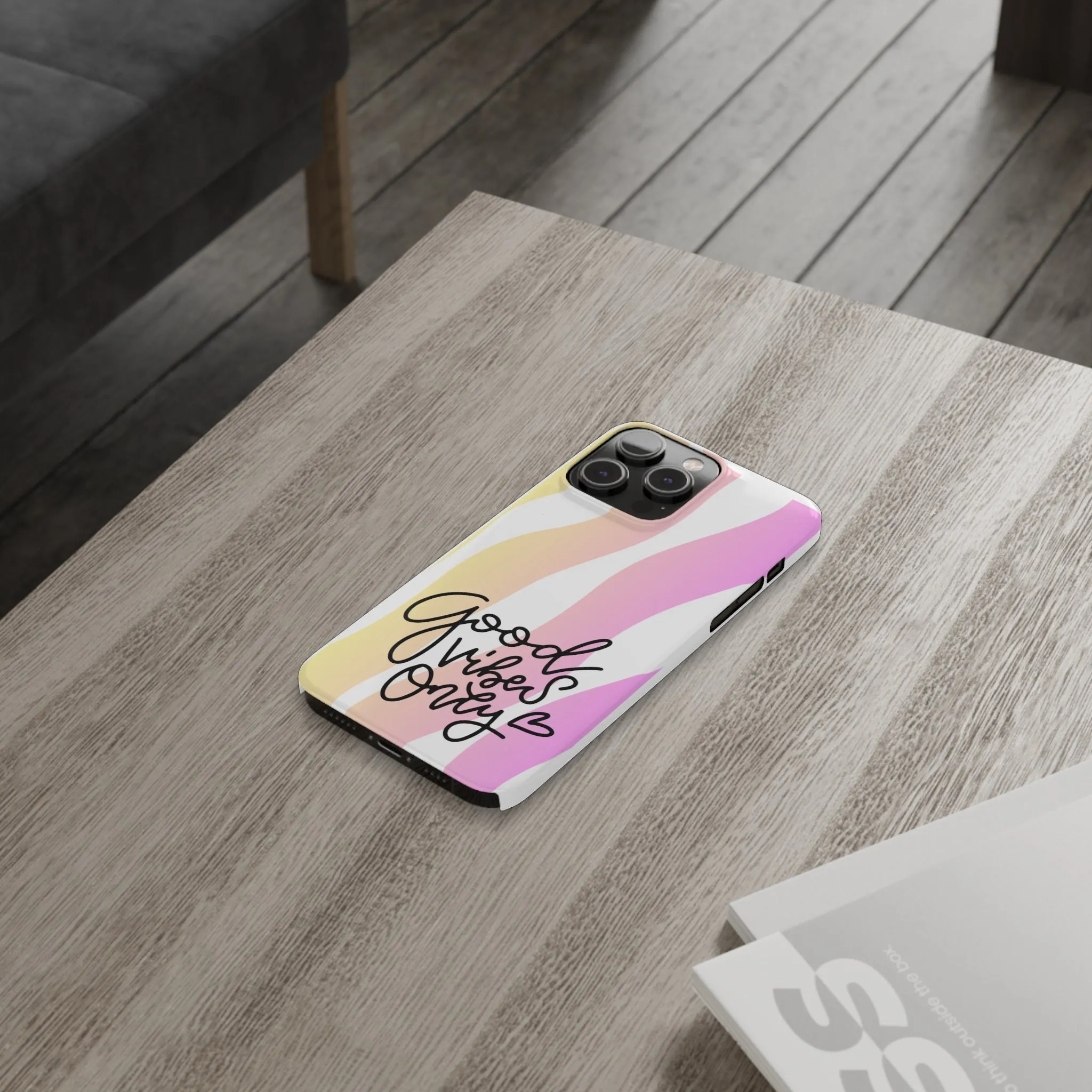 Good Vibes Only Pink Zebra iPhone Case - Stylish and Positive Protective Cover