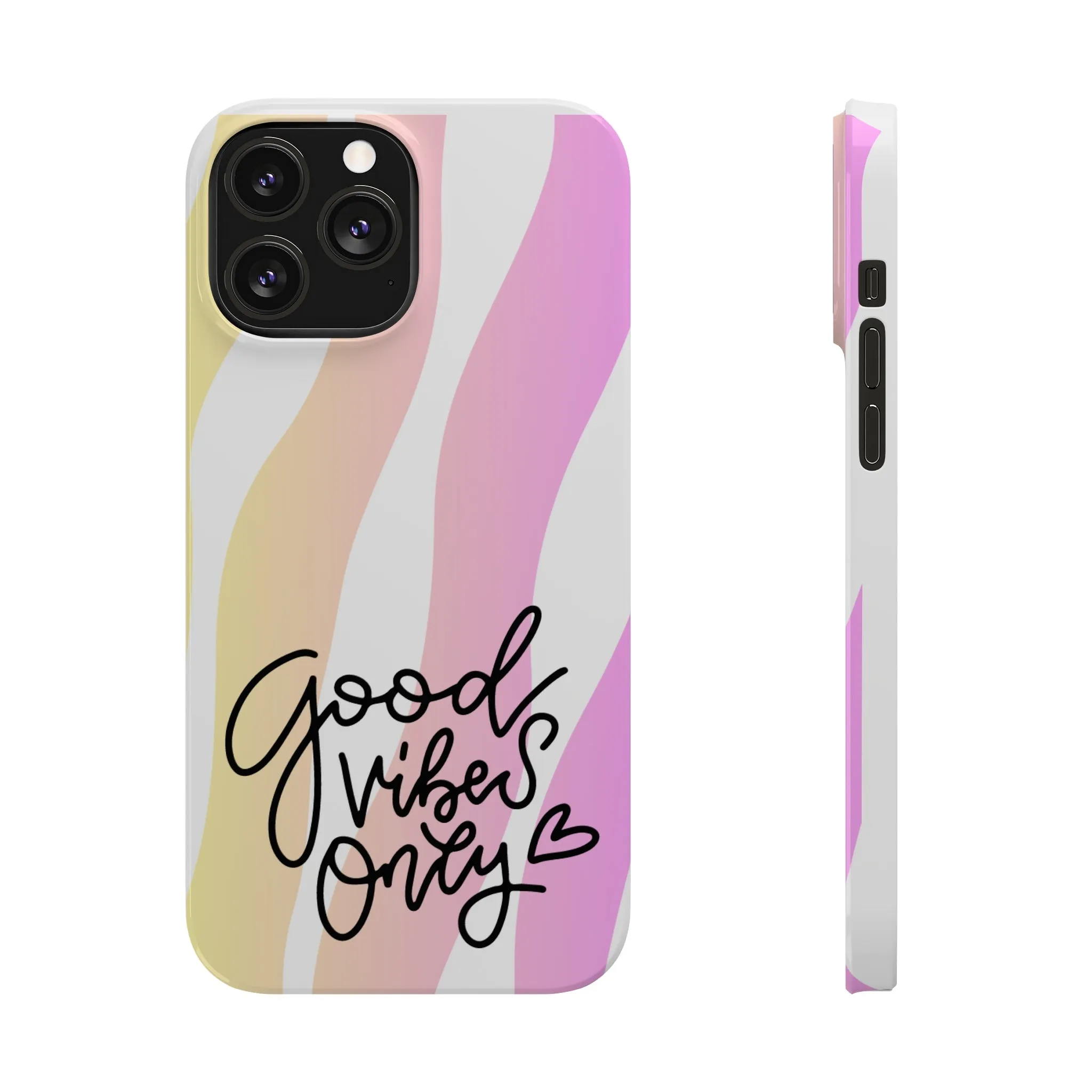 Good Vibes Only Pink Zebra iPhone Case - Stylish and Positive Protective Cover