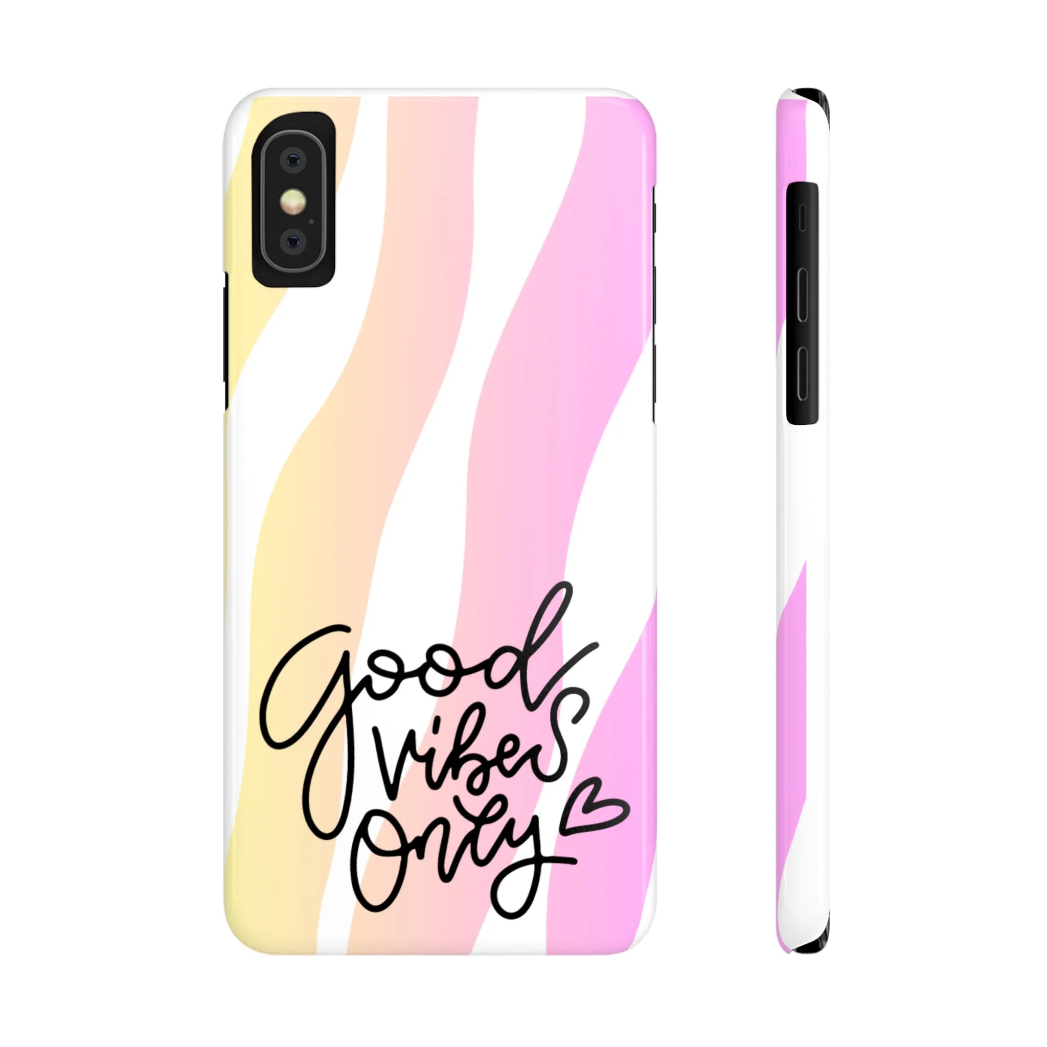 Good Vibes Only Pink Zebra iPhone Case - Stylish and Positive Protective Cover
