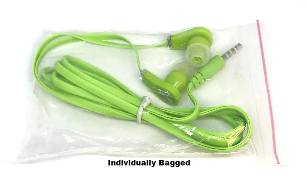 Green Stereo Deluxe Earbuds With Microphone