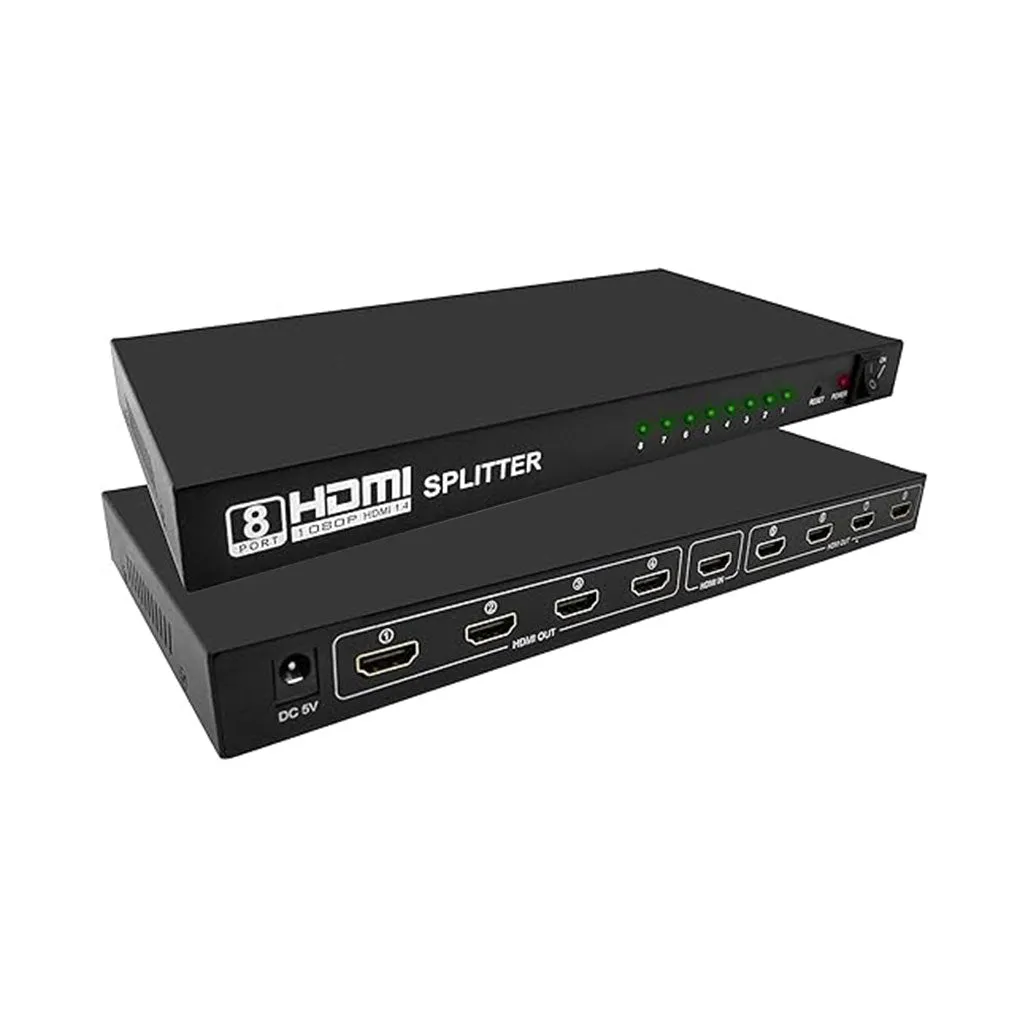 HDMI Splitter 1x8 - 1 in 8 Out HDMI Port, Supports 3D 4Kx2K Full HD