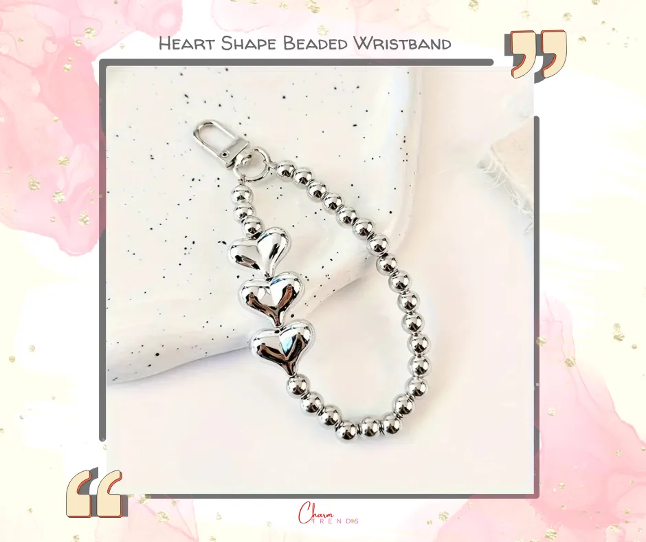 Heart Shape Beaded Phone Wristband