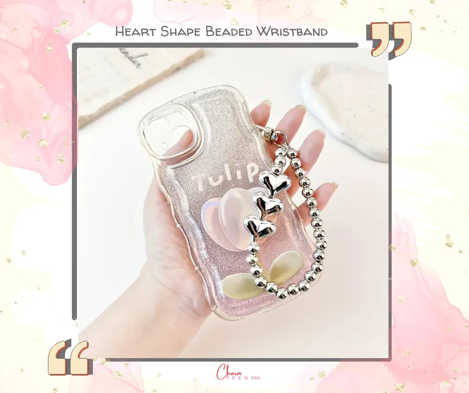 Heart Shape Beaded Phone Wristband