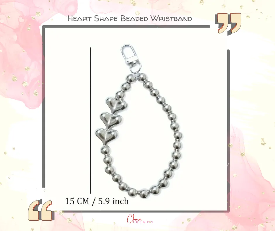 Heart Shape Beaded Phone Wristband