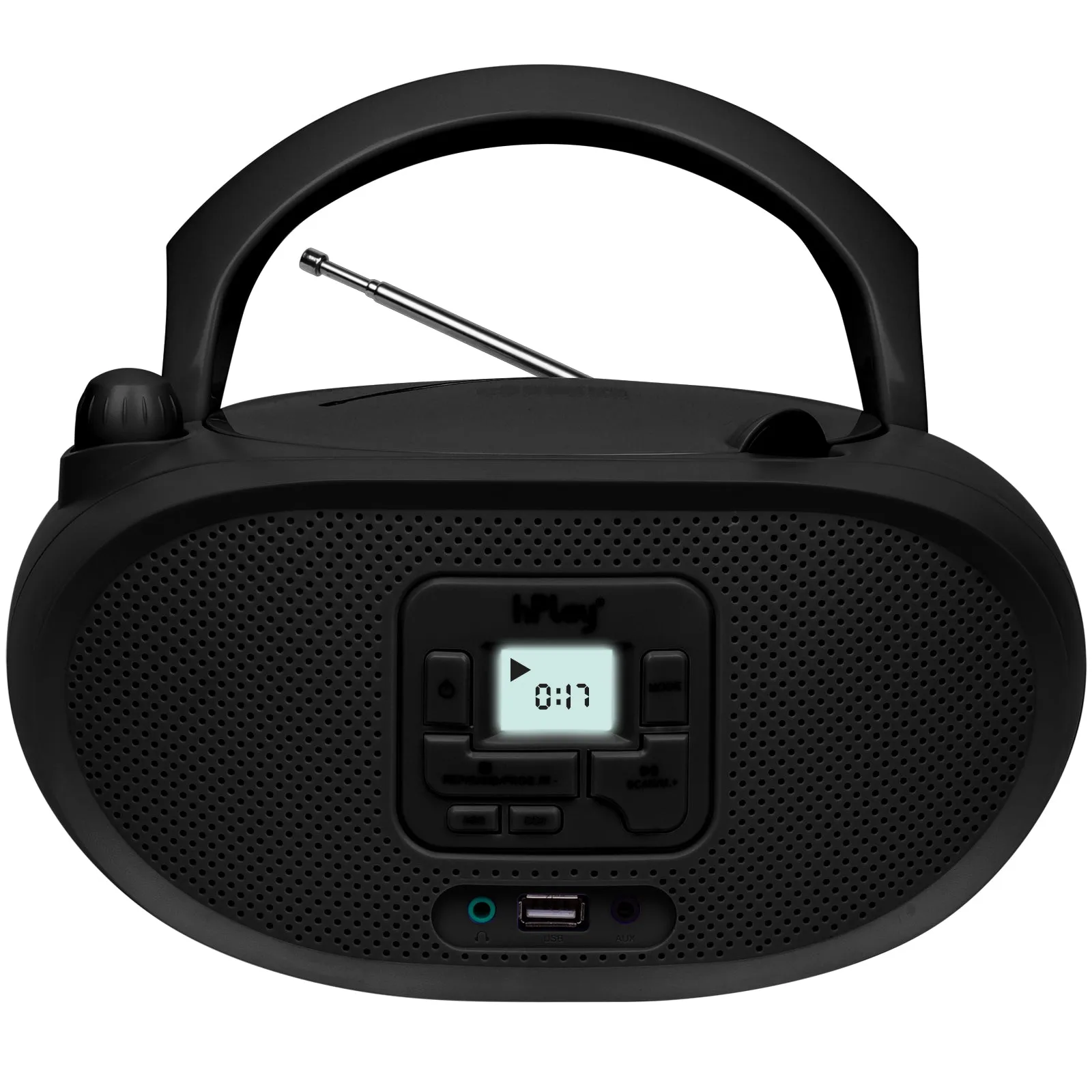 hPlay Gummy GC04B Portable CD Player Boombox with FM Stereo Radio & USB Playback - Black