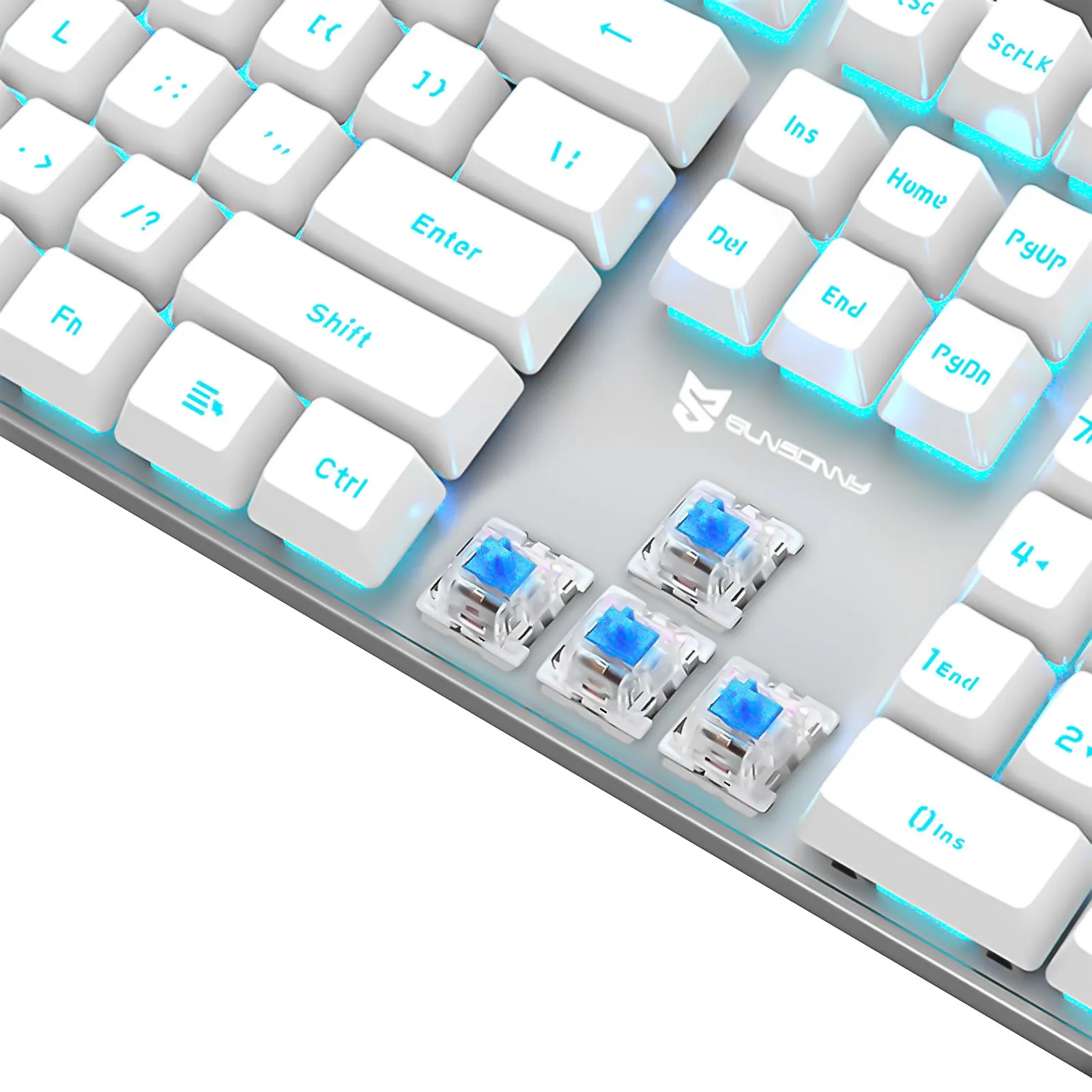 J9-Series Wired 104-Key Anti-Ghosting Blue Switch Mechanical Gaming Keyboard with Blue LED Backlit