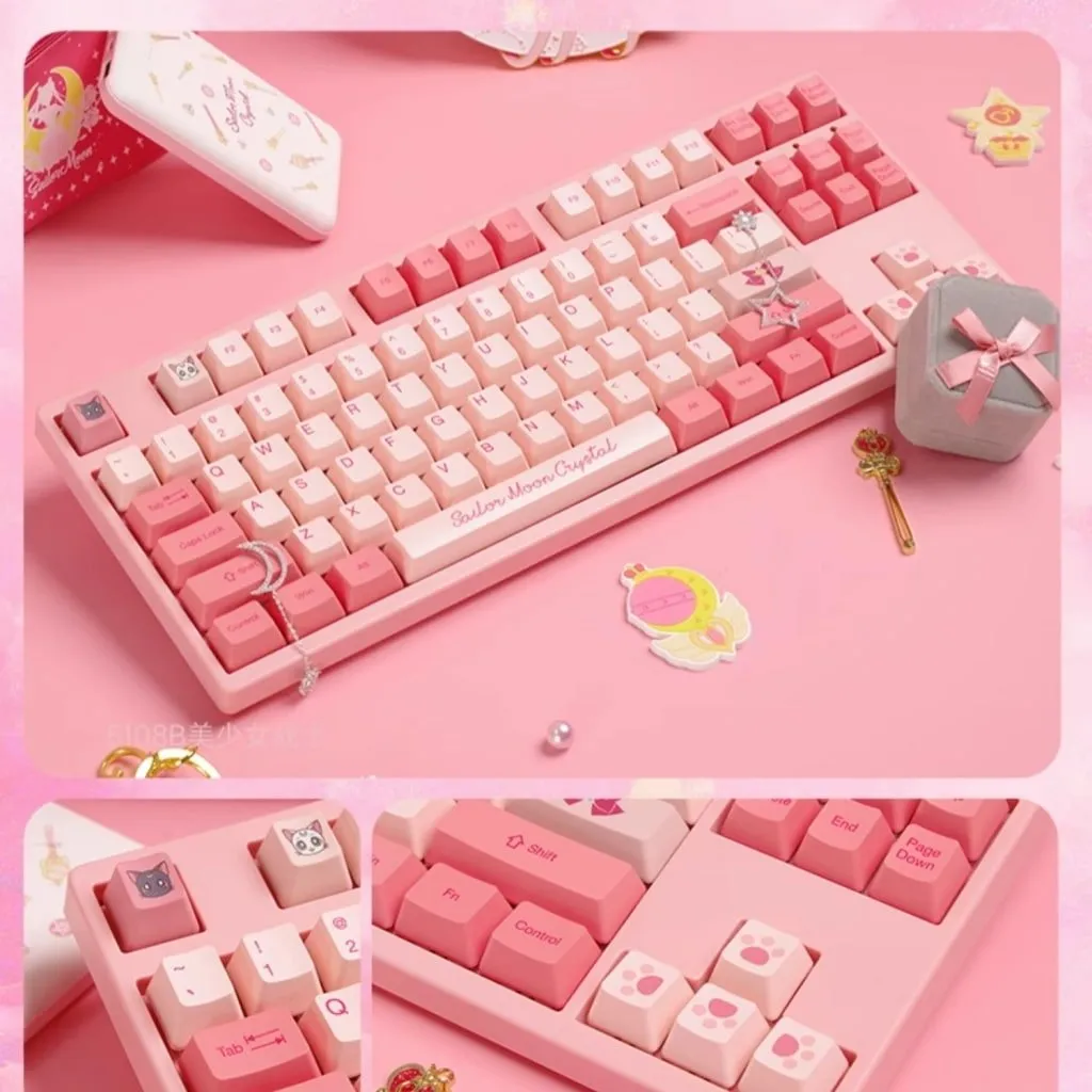 Kawaii Pink Sailor Moon Co-branded Mechanical Keyboard 87 Key