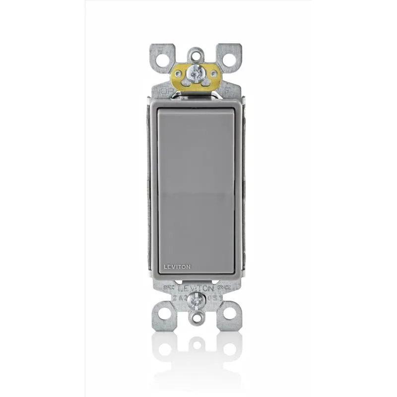 Leviton Decora 15 amps Single Pole Rocker AC Quiet Switch Gray 1 pk