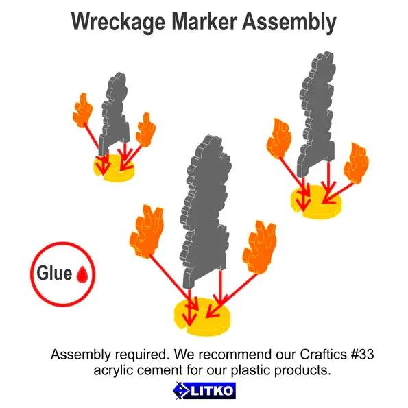 LITKO Flaming Wreckage Markers, Variety Set (5)