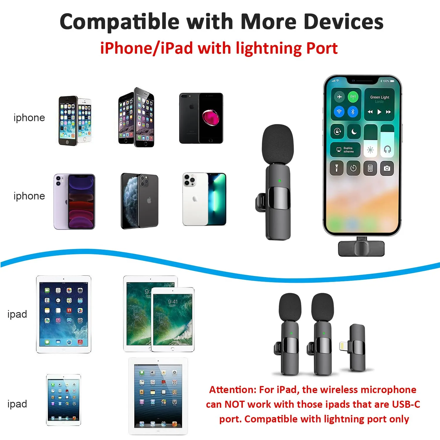 MAYBESTA Professional Wireless Lavalier Lapel Microphone for iPhone, iPad - Cordless Omnidirectional Condenser Recording Mic for Interview Video Podcast Vlog YouTube, Bluetooth, Black