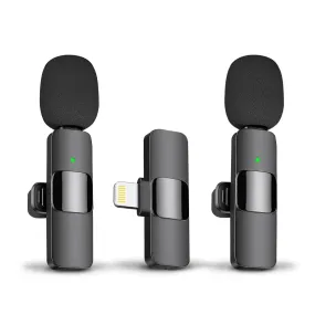 MAYBESTA Professional Wireless Lavalier Lapel Microphone for iPhone, iPad - Cordless Omnidirectional Condenser Recording Mic for Interview Video Podcast Vlog YouTube, Bluetooth, Black