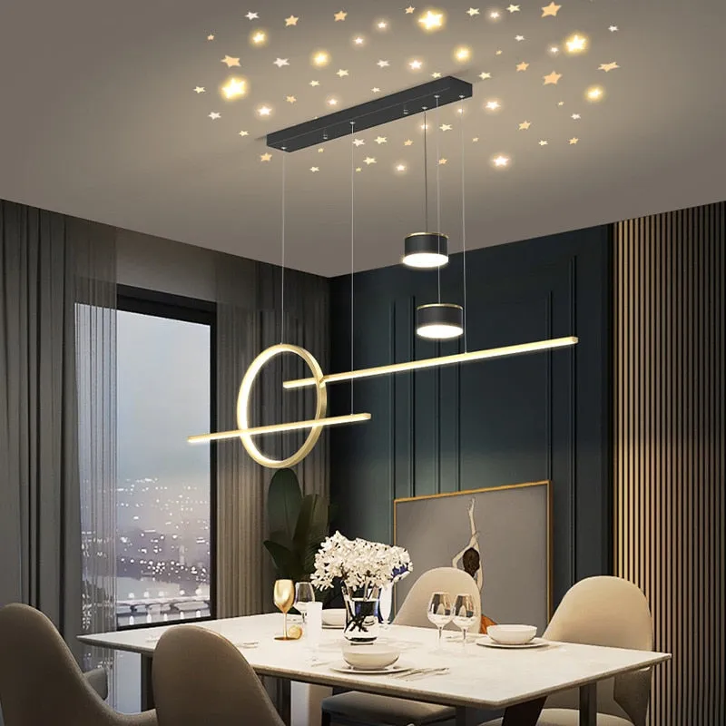 New Nordic Starry Pendant Light Modern Luxury Dining Room Lamp Creative Decorative Table Chandelier Strip Hanging Lighting 90 - 260V