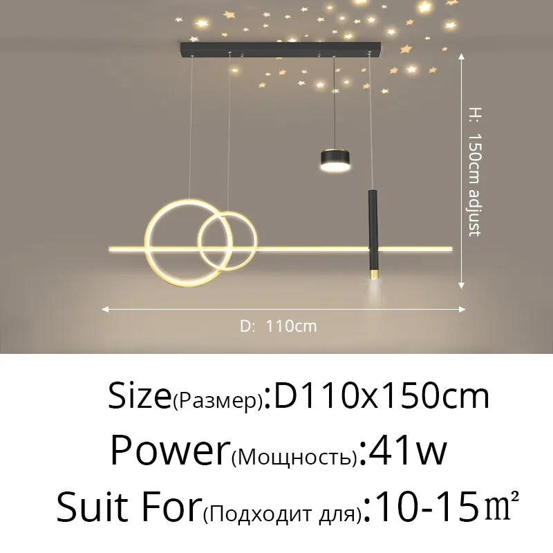 New Nordic Starry Pendant Light Modern Luxury Dining Room Lamp Creative Decorative Table Chandelier Strip Hanging Lighting 90 - 260V