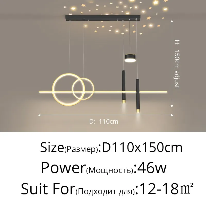 New Nordic Starry Pendant Light Modern Luxury Dining Room Lamp Creative Decorative Table Chandelier Strip Hanging Lighting 90 - 260V