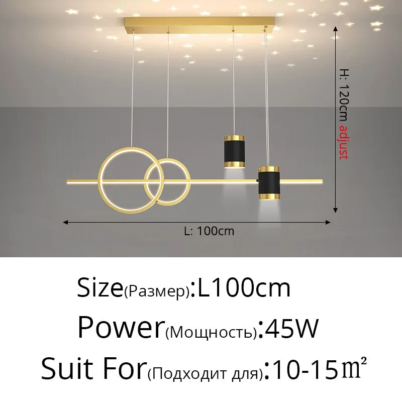 New Nordic Starry Pendant Light Modern Luxury Dining Room Lamp Creative Decorative Table Chandelier Strip Hanging Lighting 90 - 260V