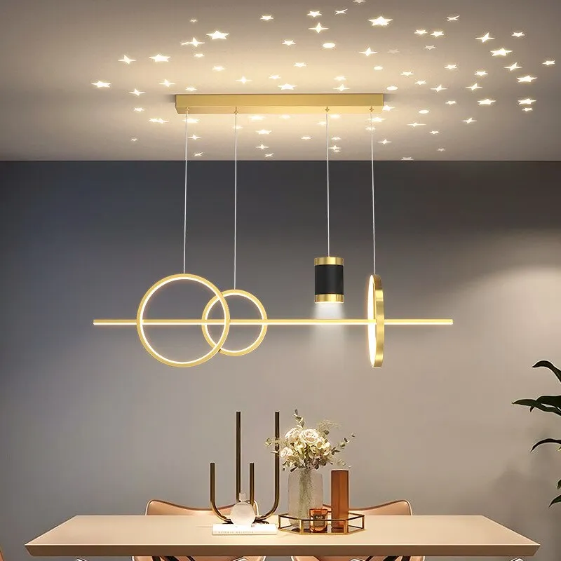New Nordic Starry Pendant Light Modern Luxury Dining Room Lamp Creative Decorative Table Chandelier Strip Hanging Lighting 90 - 260V