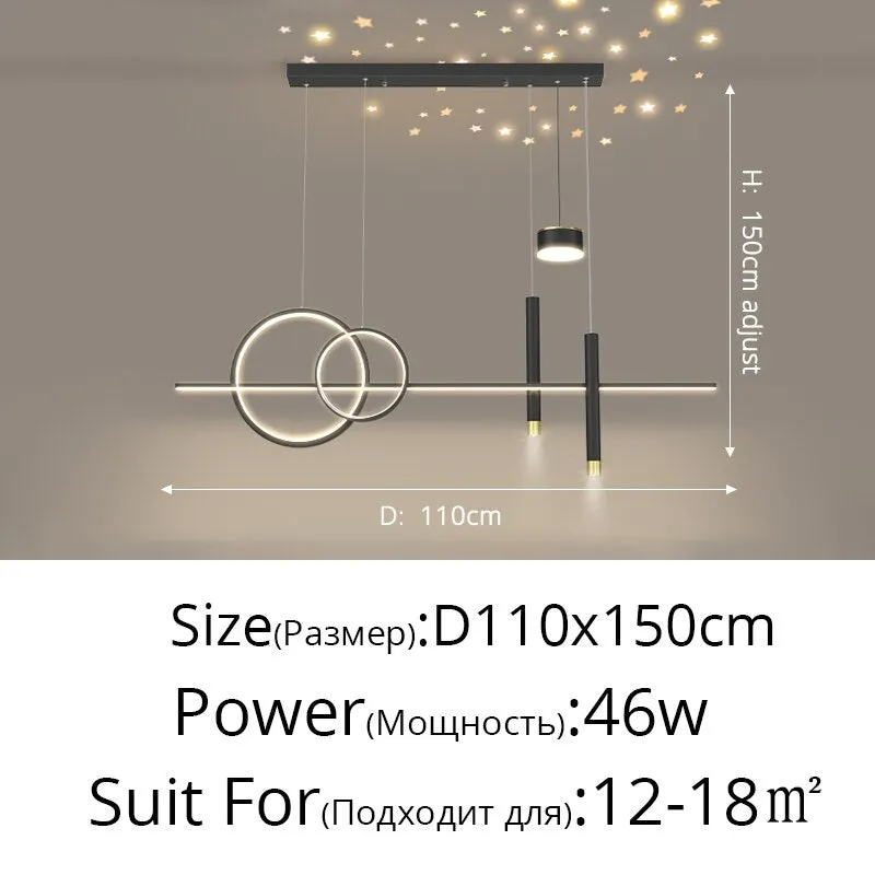 New Nordic Starry Pendant Light Modern Luxury Dining Room Lamp Creative Decorative Table Chandelier Strip Hanging Lighting 90 - 260V