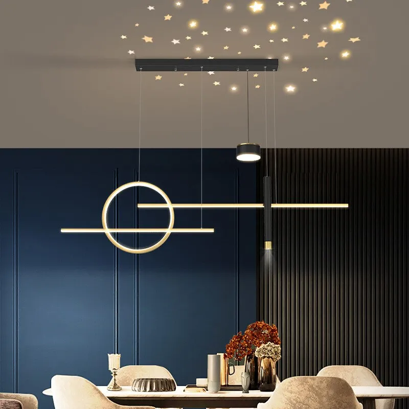 New Nordic Starry Pendant Light Modern Luxury Dining Room Lamp Creative Decorative Table Chandelier Strip Hanging Lighting 90 - 260V