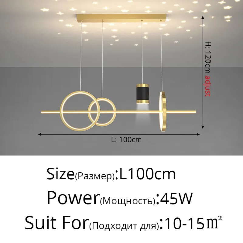 New Nordic Starry Pendant Light Modern Luxury Dining Room Lamp Creative Decorative Table Chandelier Strip Hanging Lighting 90 - 260V