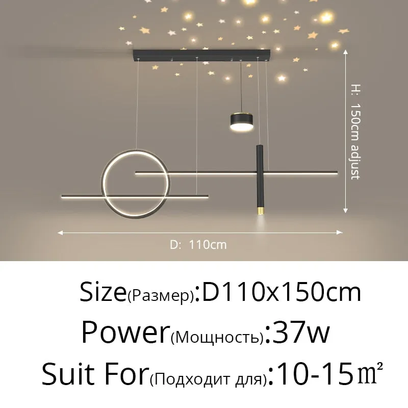 New Nordic Starry Pendant Light Modern Luxury Dining Room Lamp Creative Decorative Table Chandelier Strip Hanging Lighting 90 - 260V