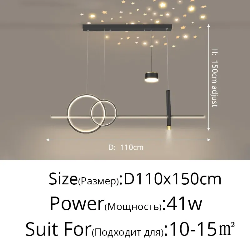 New Nordic Starry Pendant Light Modern Luxury Dining Room Lamp Creative Decorative Table Chandelier Strip Hanging Lighting 90 - 260V