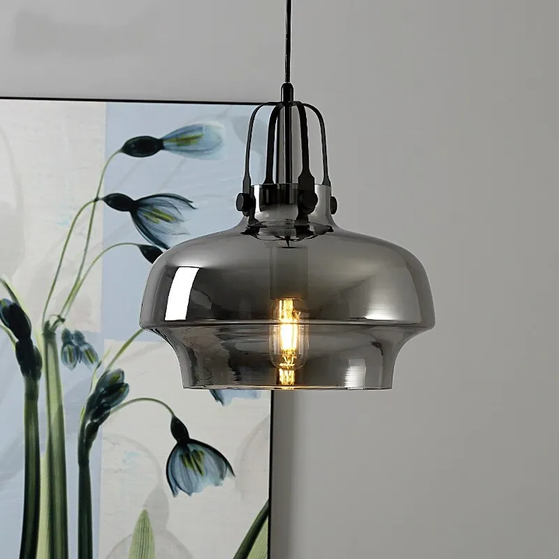 Nordic Design Restaurant Cognac/Gray Glass Pendant Lights Simple Modern Light Fixtures Balcony Bar Aisle Staircase Ktichen Cafe