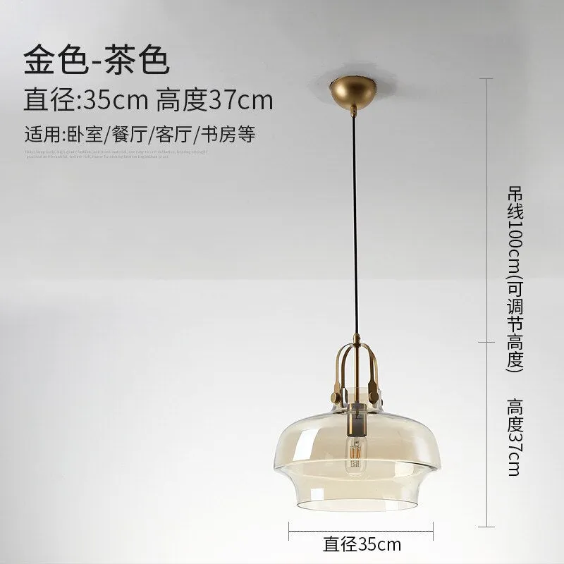 Nordic Design Restaurant Cognac/Gray Glass Pendant Lights Simple Modern Light Fixtures Balcony Bar Aisle Staircase Ktichen Cafe