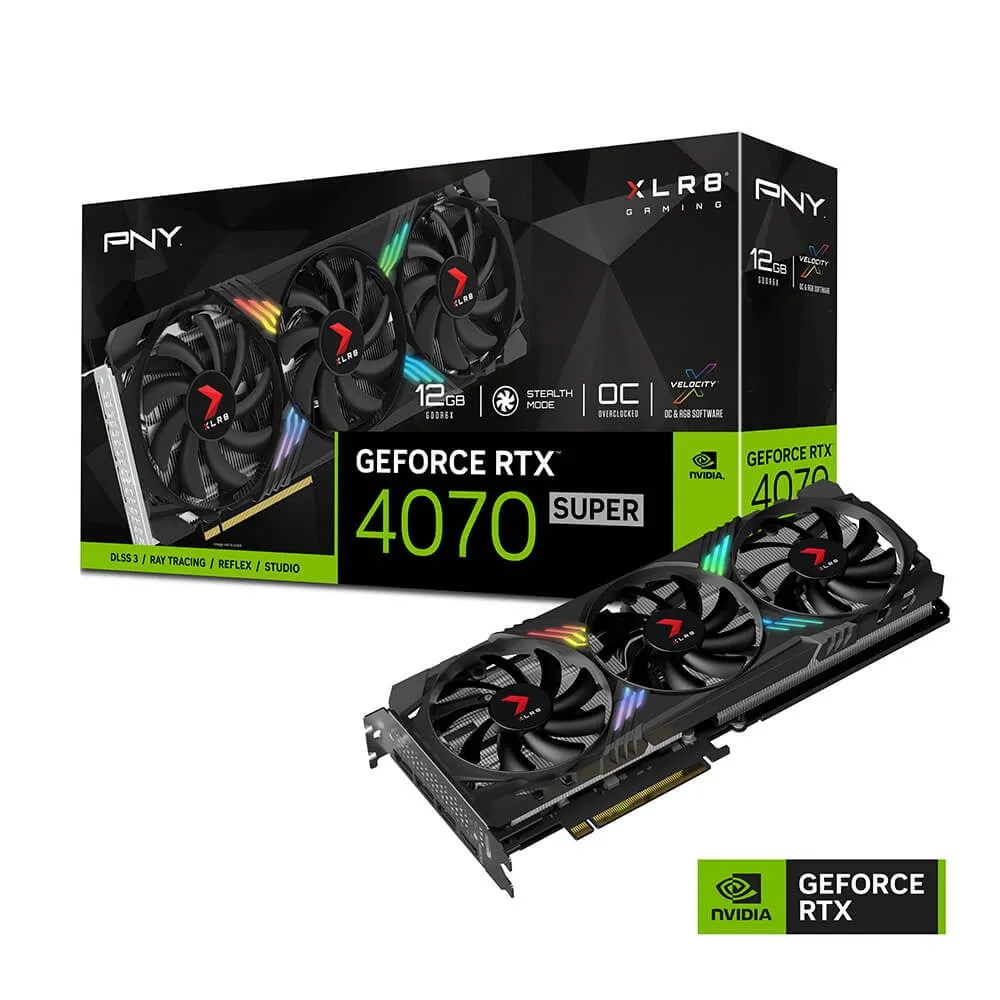 PNY GeForce RTX™ 4070 SUPER VERTO OC ARGB Triple Fan 12GB GDDR6X (VCG4070S12TFXXPB1-O)