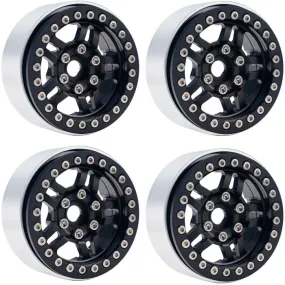 Power Hobby - B4 Aluminum 1.9 Beadlock Wheels 9mm Hubs, Black, for 1/10 Rock Crawler, 4pcs