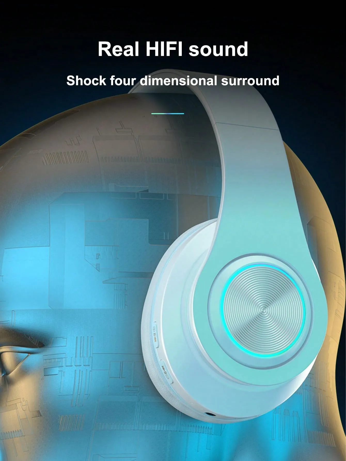 RGB Colorful LED Lights Headphones Over Ear