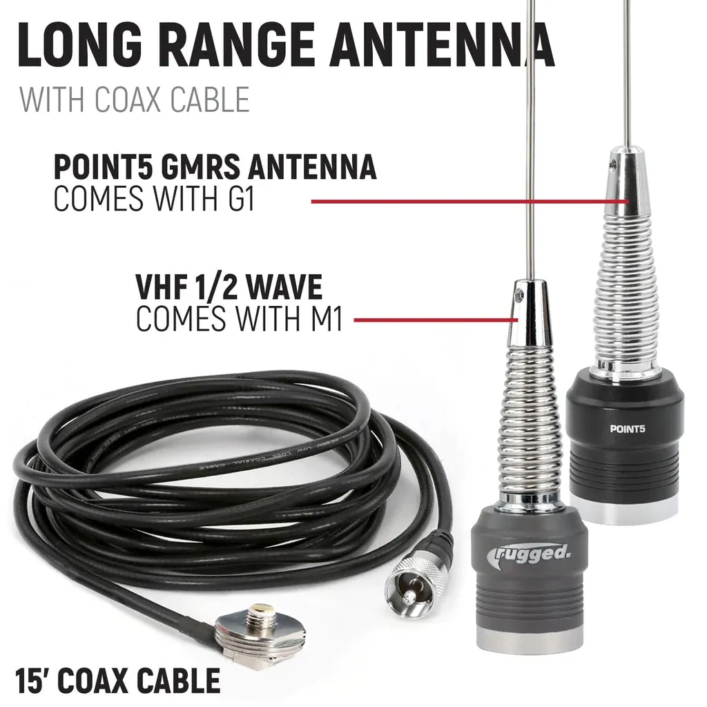 Rugged Radios Polaris RZR RS1 Complete Communication Kit with Bluetooth and 2-Way Radio - M1 VHF Business Band Radio