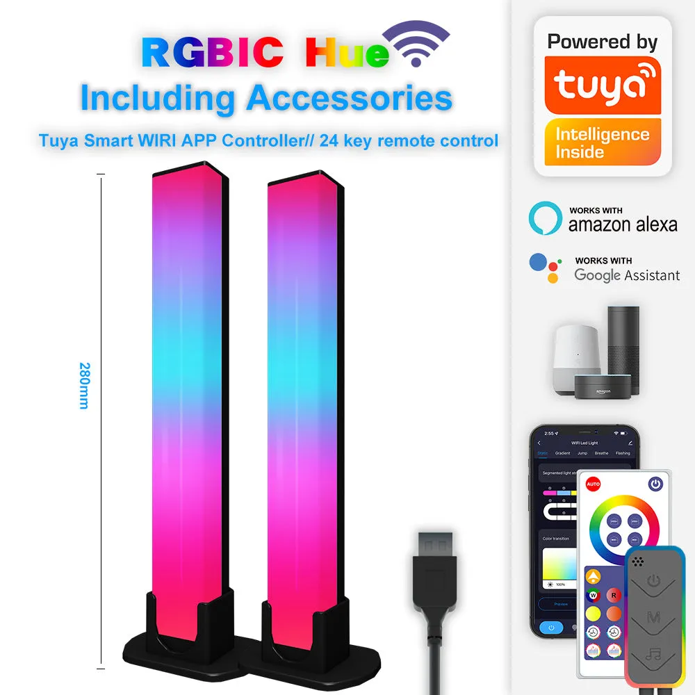 Smart LED Light Bars Ambiance Backlights with Music Sync, Bluetooth Remote Control & 15 Scene Modes Smart LED Play Light Bars