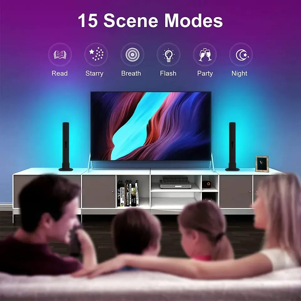 Smart LED Light Bars Ambiance Backlights with Music Sync, Bluetooth Remote Control & 15 Scene Modes Smart LED Play Light Bars