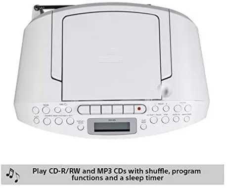 Sony CFDS70WCEK Tape-CD-Radio Boom Box 2 x 1.7w RMS 30 Radio Presets