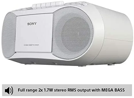 Sony CFDS70WCEK Tape-CD-Radio Boom Box 2 x 1.7w RMS 30 Radio Presets
