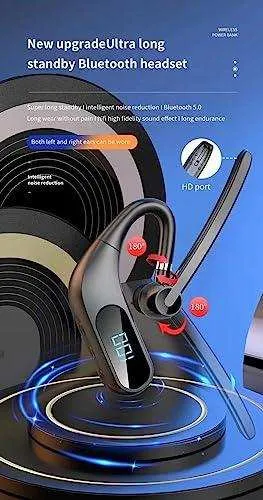 TUTT KJ12 Pro Wireless Single Stereo Headset with Microphone LED Display Stereo Handsfree Single Headset with Microphone for Trucker Business Travel Driving